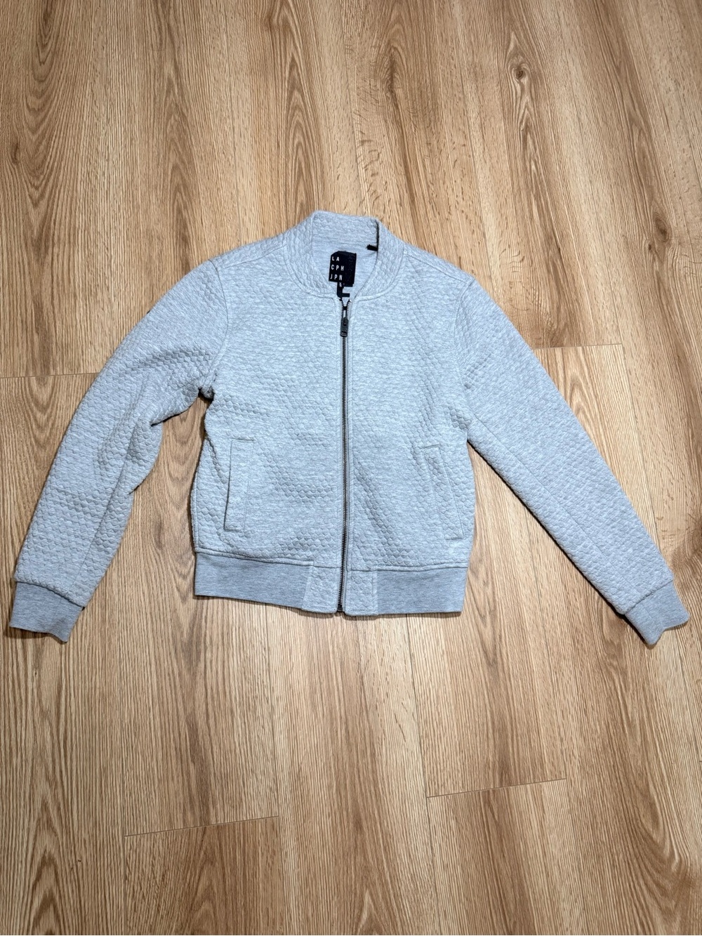 Superdry Gray Quilted Bomber Jacket Womens M Mens XS